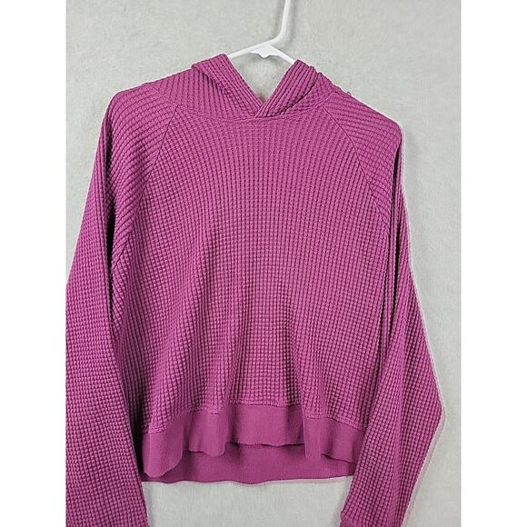 The North Face 100% Cotton Fuschia LS Hooded Waffle Knit Sweater Women's Small - Picture 2 of 12